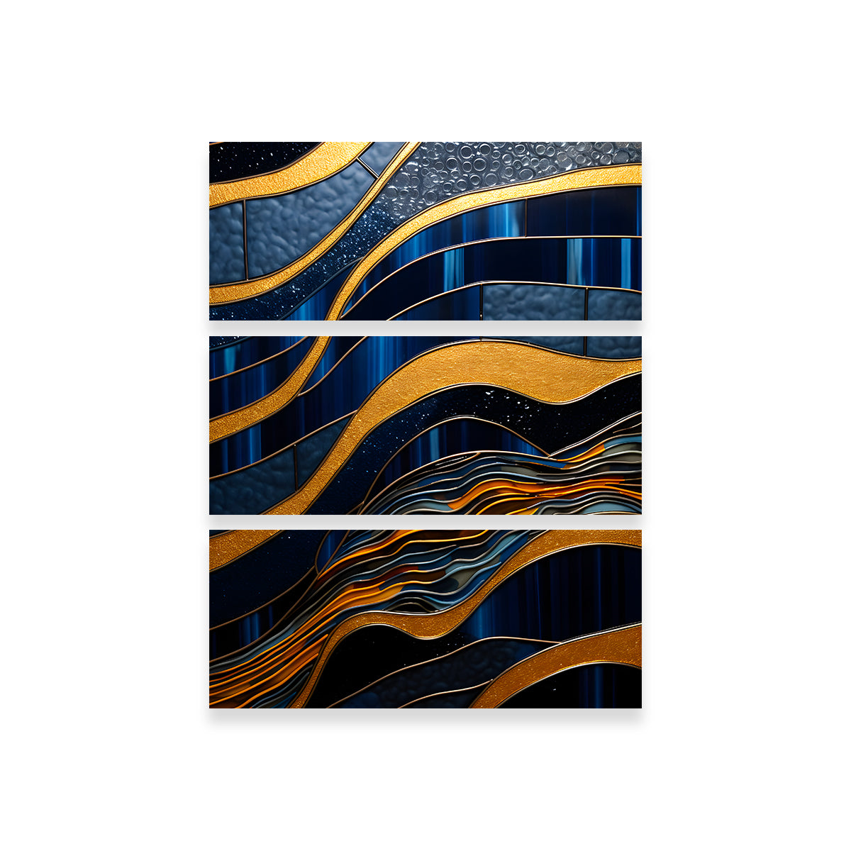 Stunning Abstract Blue Gold Shapes 18 Wall Art for Modern Decor