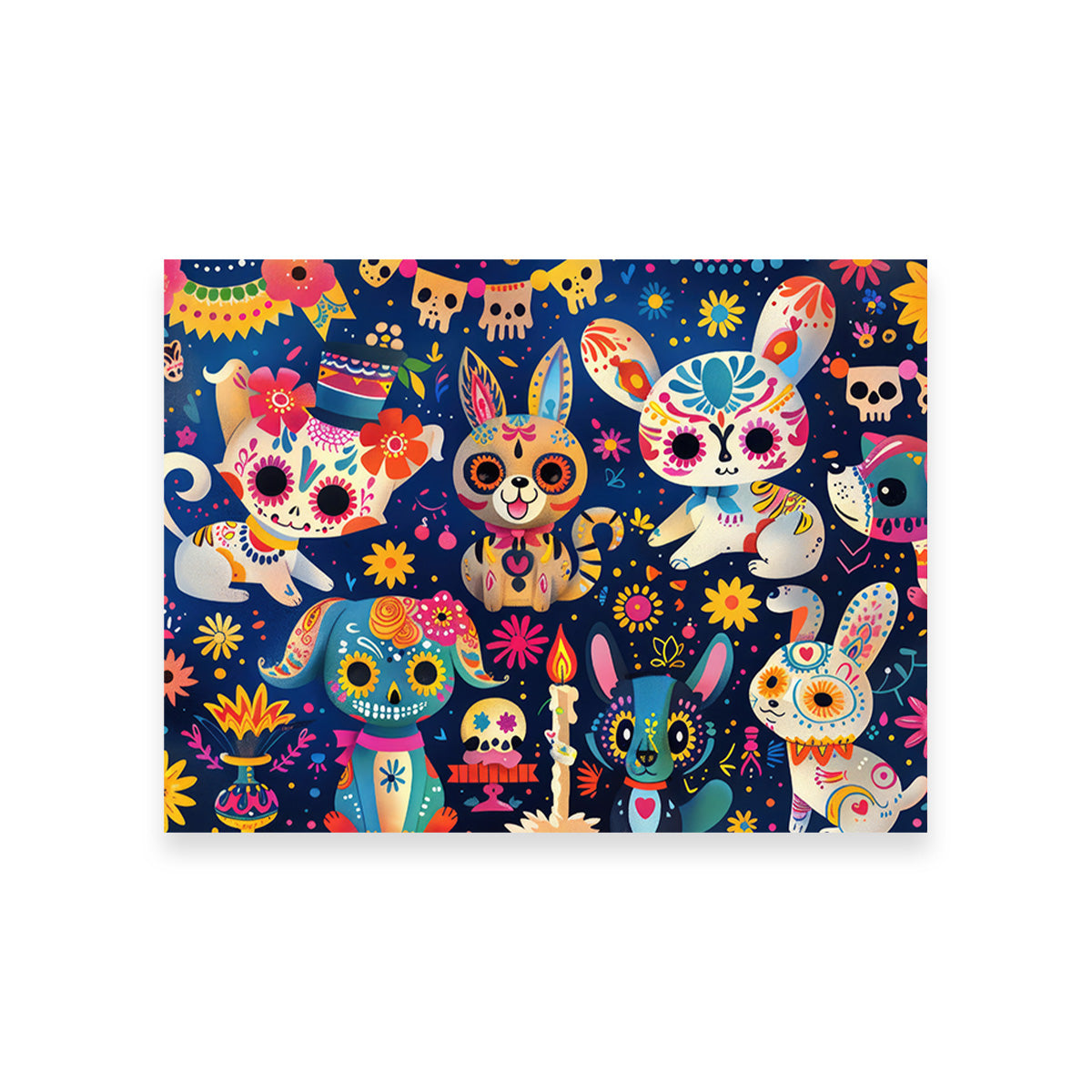 Eye - catching Day of the Dead Animals Wall Art for Home Decor