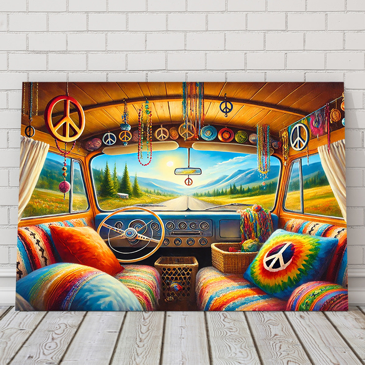Vibrant Hippie Van Interior Wall Art for Stunning Decor