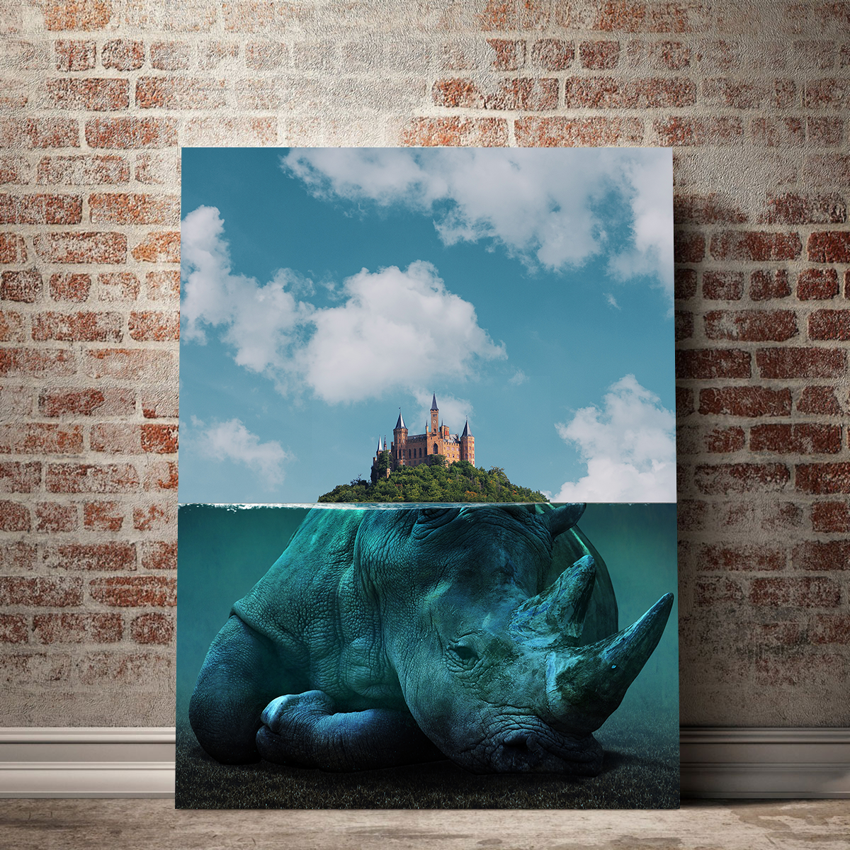 Stunning Rhino Island Wall Art by Ibrahim Saifee