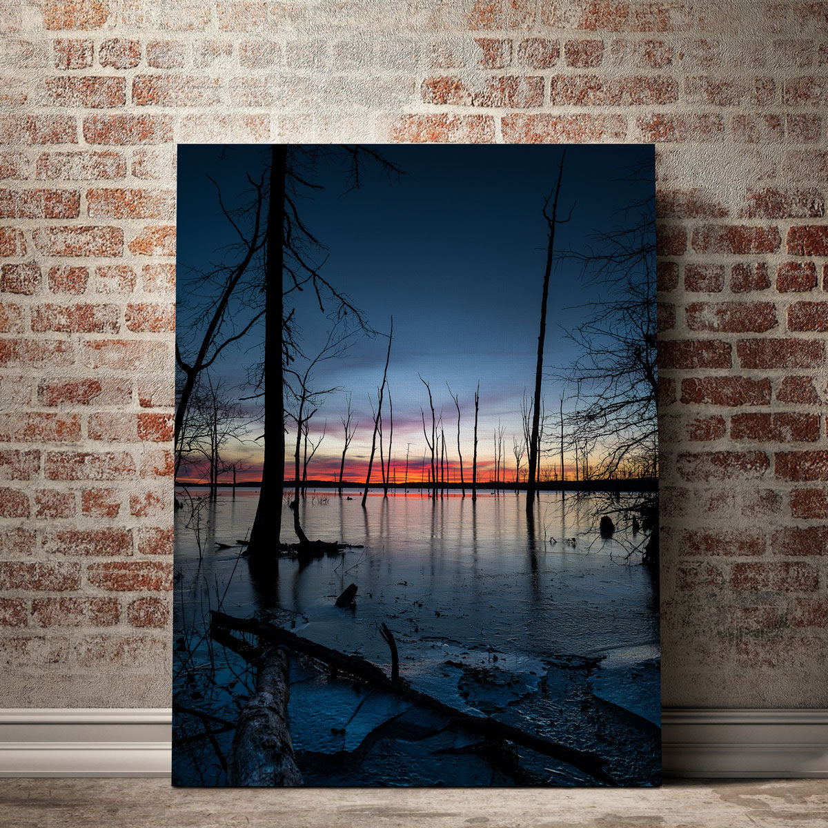 Stunning Frozen Sunset Wall Art by Dennis Maida
