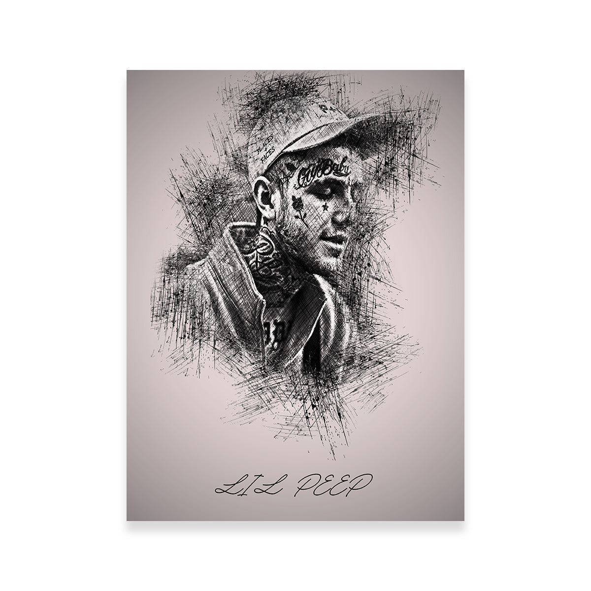 Stunning Lil Peep Sketch Wall Art for Bedroom Decor
