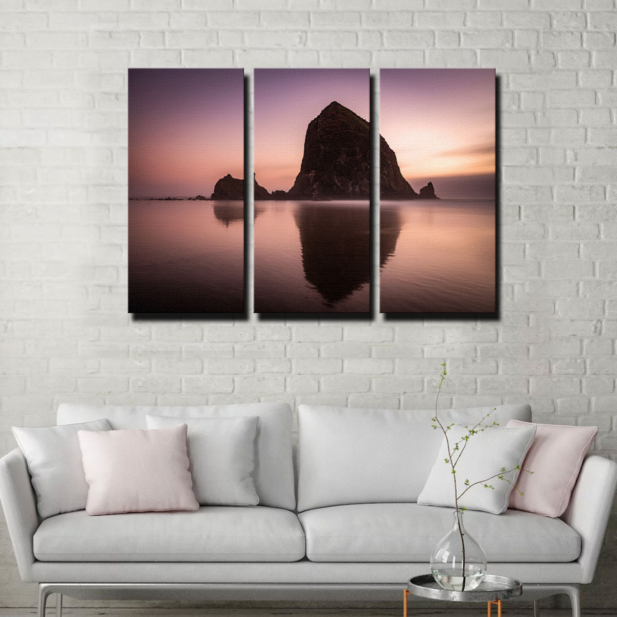 Exquisite Haystack Rock Wall Art - Handmade Canvas with Sustainable Pine Frames