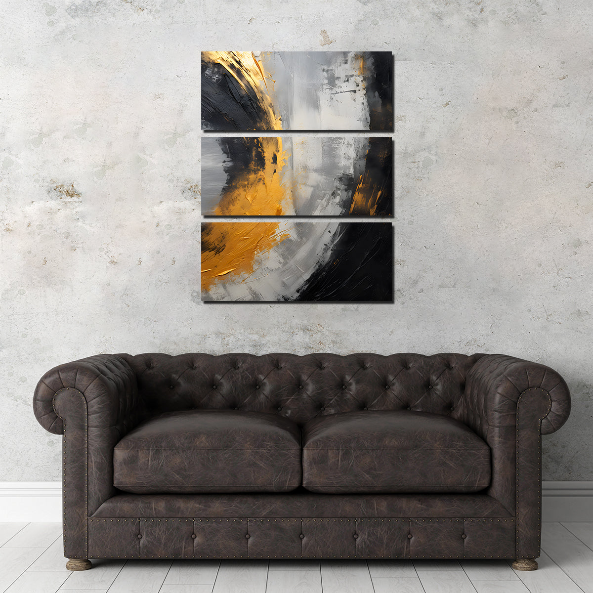 Stunning Abstract - Black Gold Shapes 1 Wall Art for Modern Interiors