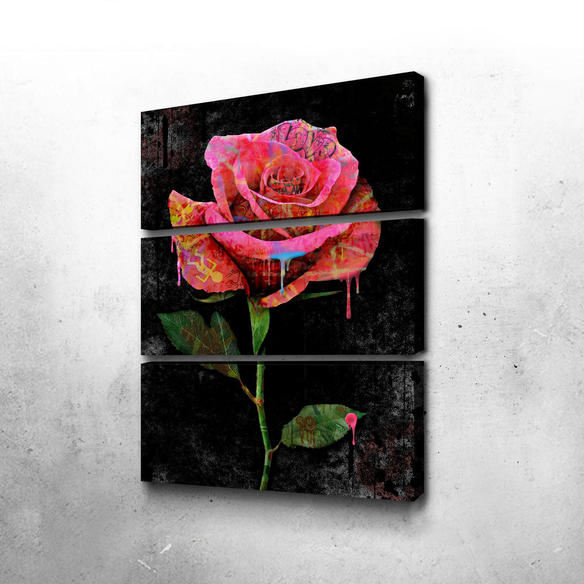 Stunning Paint Drip Rose Wall Art by Frank Amoruso