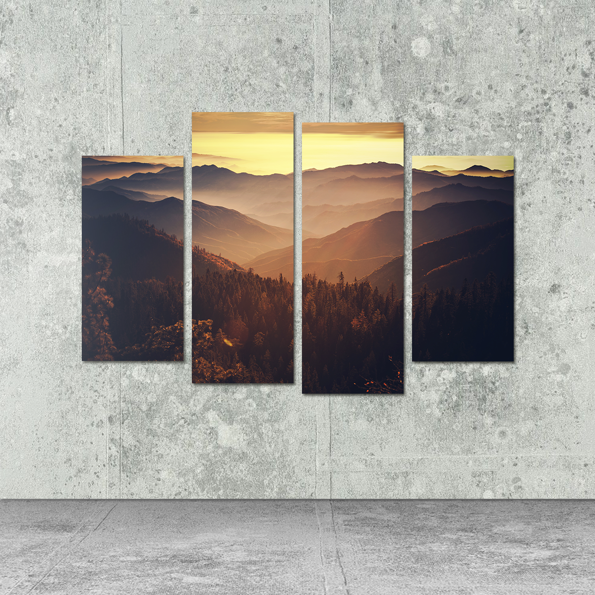 Breathtaking Scenic Sunset Wall Art of Sierra Nevada Mountains