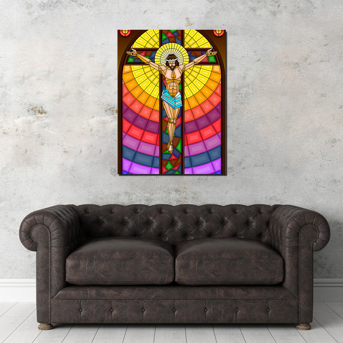 Exquisite Stained Glass Crucifixion Wall Art for Stunning Home Decor