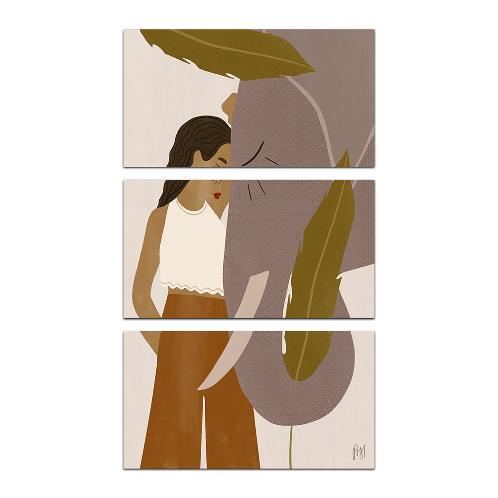 Charming Girl And Elephant Wall Art by Birch & Ink Sisters