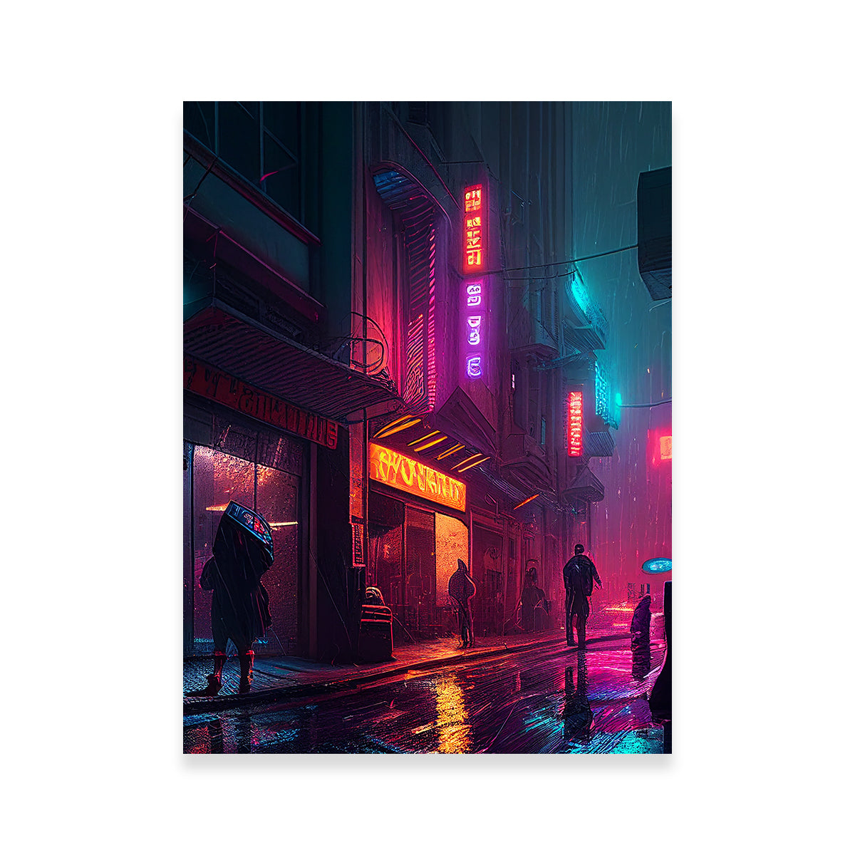 Exquisite Rainy Stroll in Neo Chinatown Wall Art for Your Home Decor
