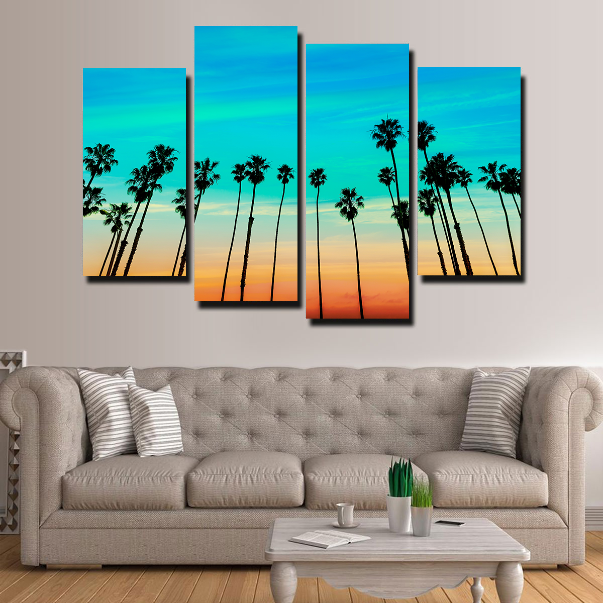 Gorgeous Palm Tree Sunset Santa Barbara Wall Art for Stunning Home Decor