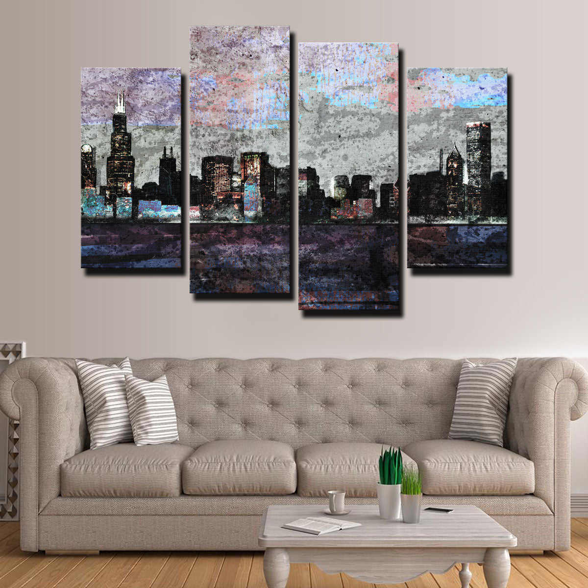 Stunning Dusk Chicago Skyline Wall Art for a Chic Home Decor
