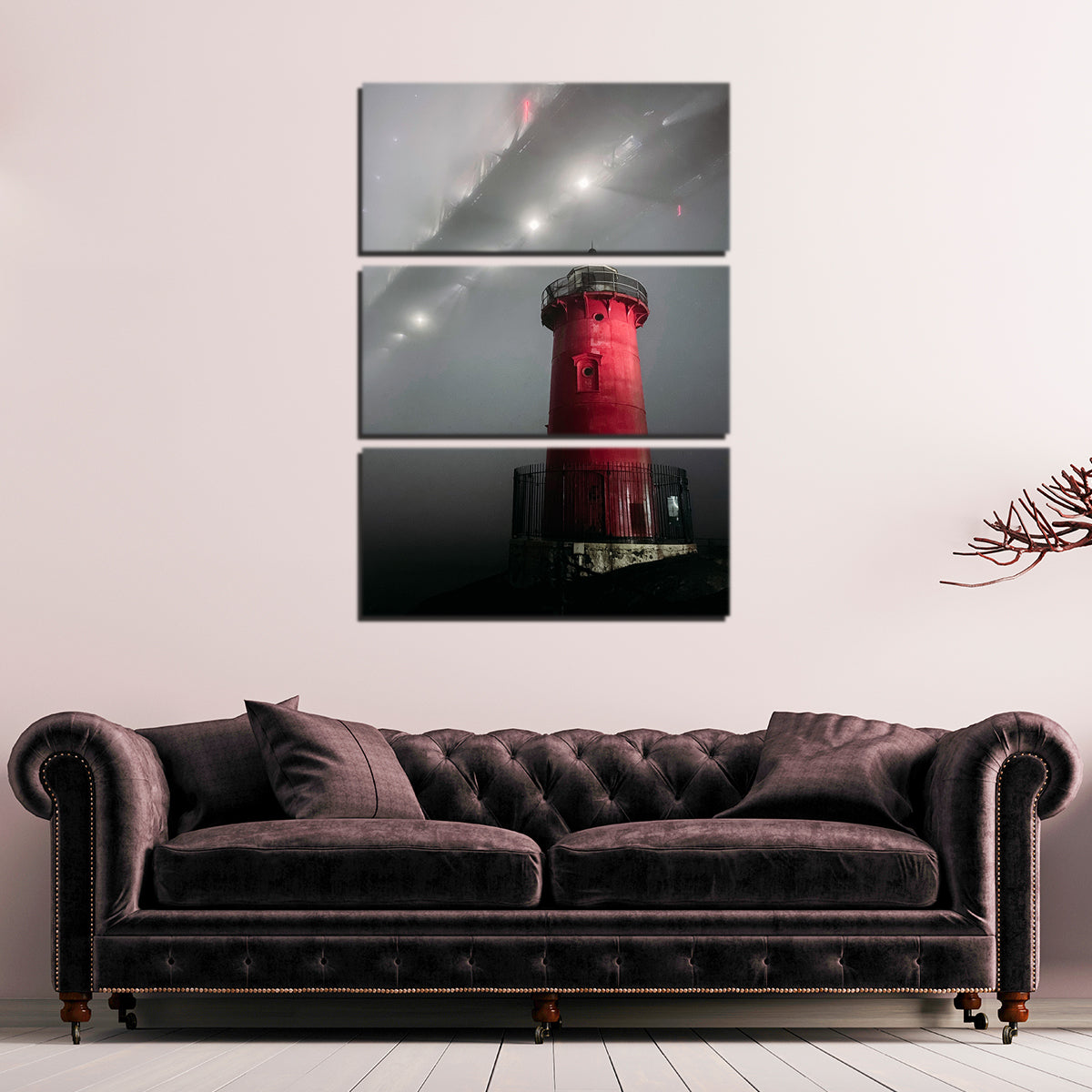 Vibrant Red Lighthouse Wall Art - Ideal for Home Decor