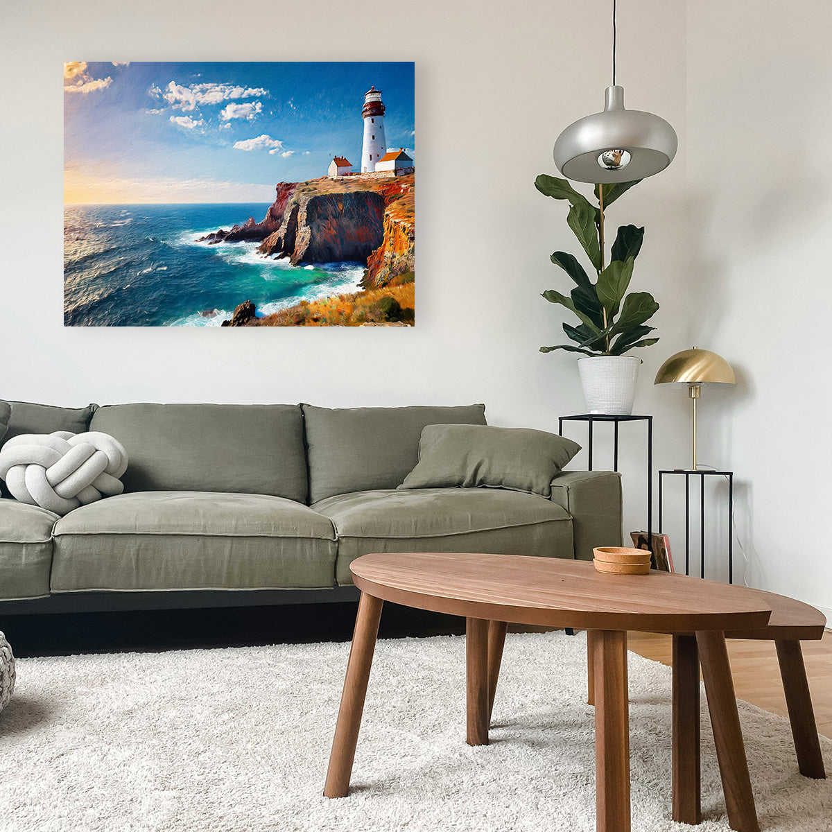 Stunning Lighthouse on the Cliffs Wall Art
