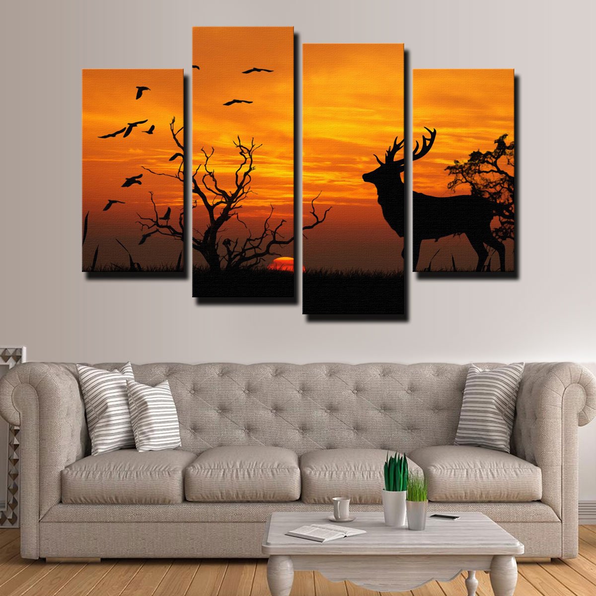 Stunning Deer In The Sunset Wall Art for Home Decor