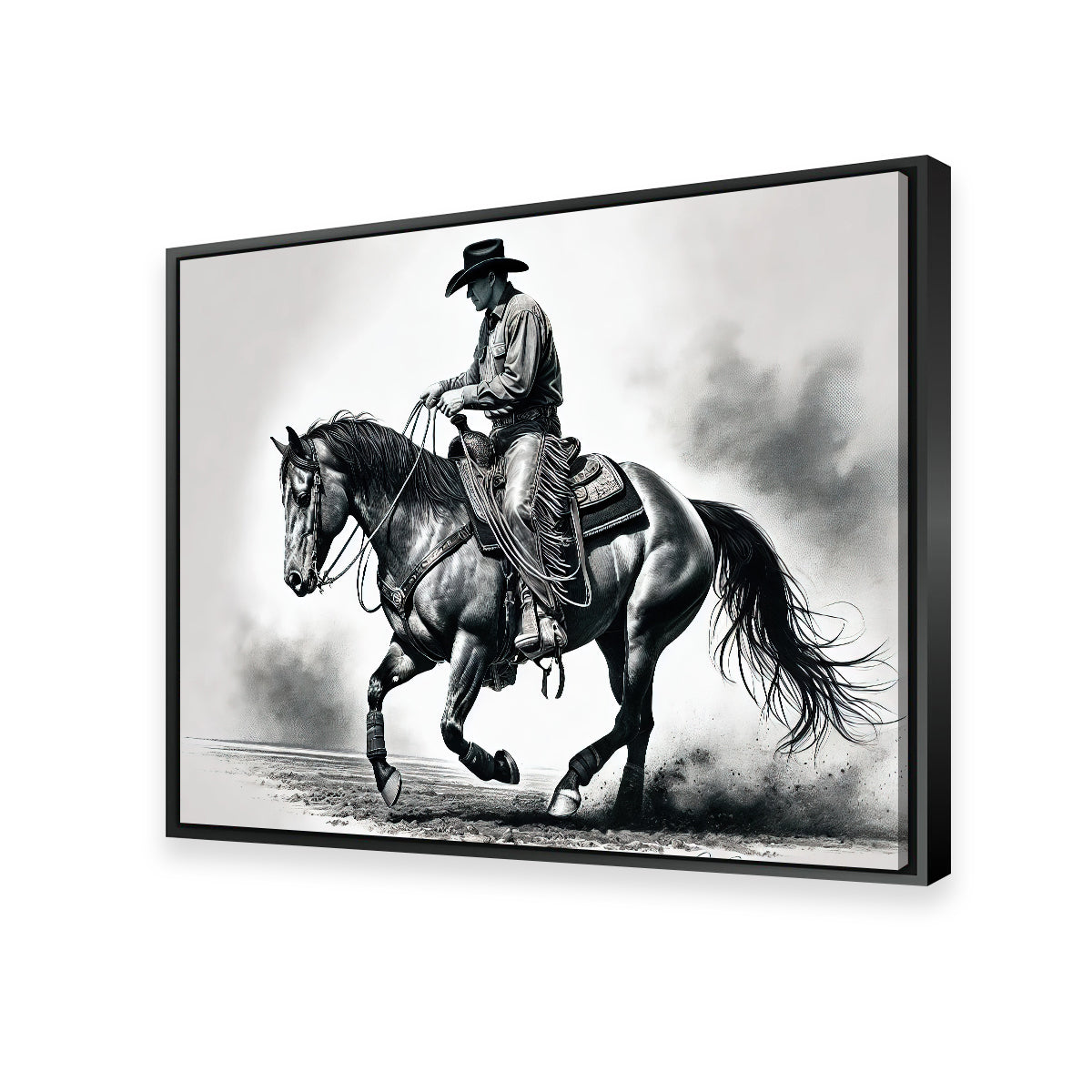 Stunning Grayscale Horse and Cowboy Wall Art for Rustic Decor