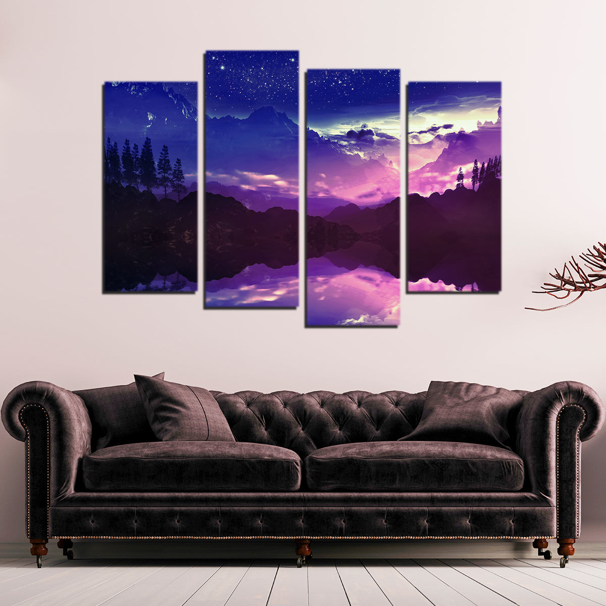 Stunning Purple Landscape Reflection Wall Art by George Sorin