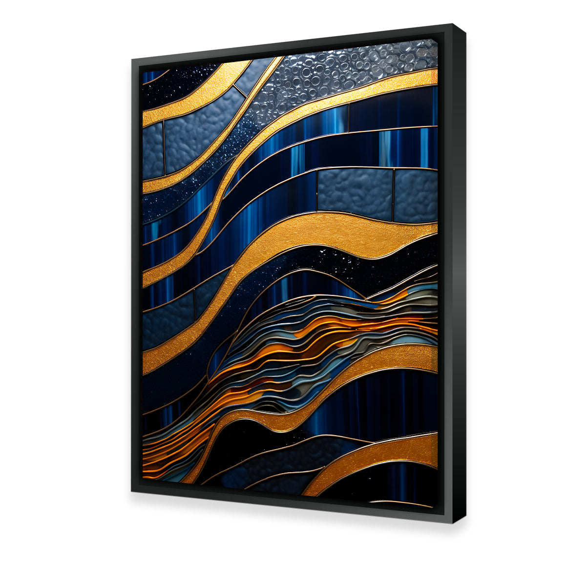 Stunning Abstract Blue Gold Shapes 18 Wall Art for Modern Decor