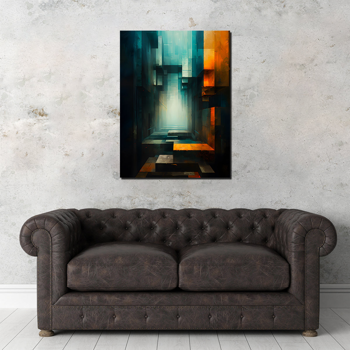 Stunning Abstract Blue Orange Shapes 12 Wall Art for Modern Interiors