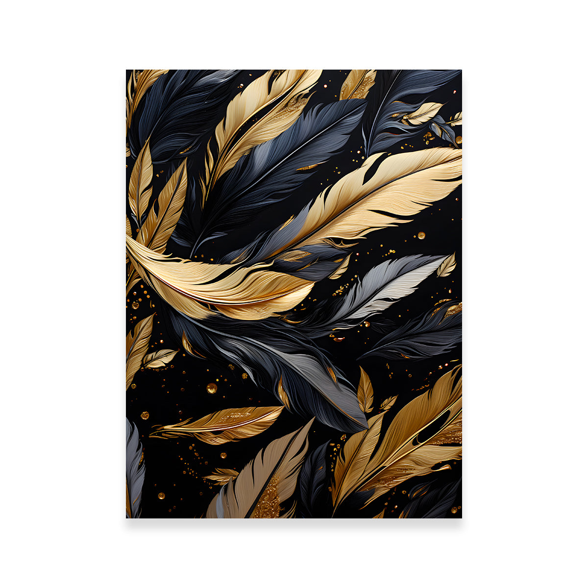 Stunning Abstract - Black Gold Feather 1 Wall Art for Modern Interiors