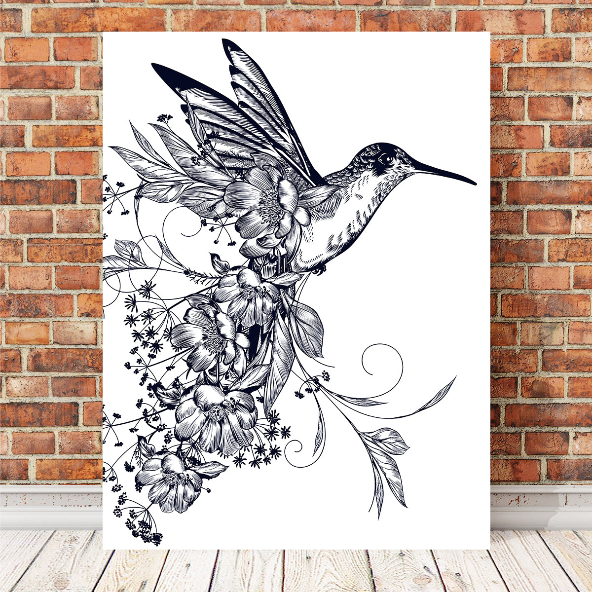 Exquisite Hummingbird and Flower Wall Art for Elegant Decor