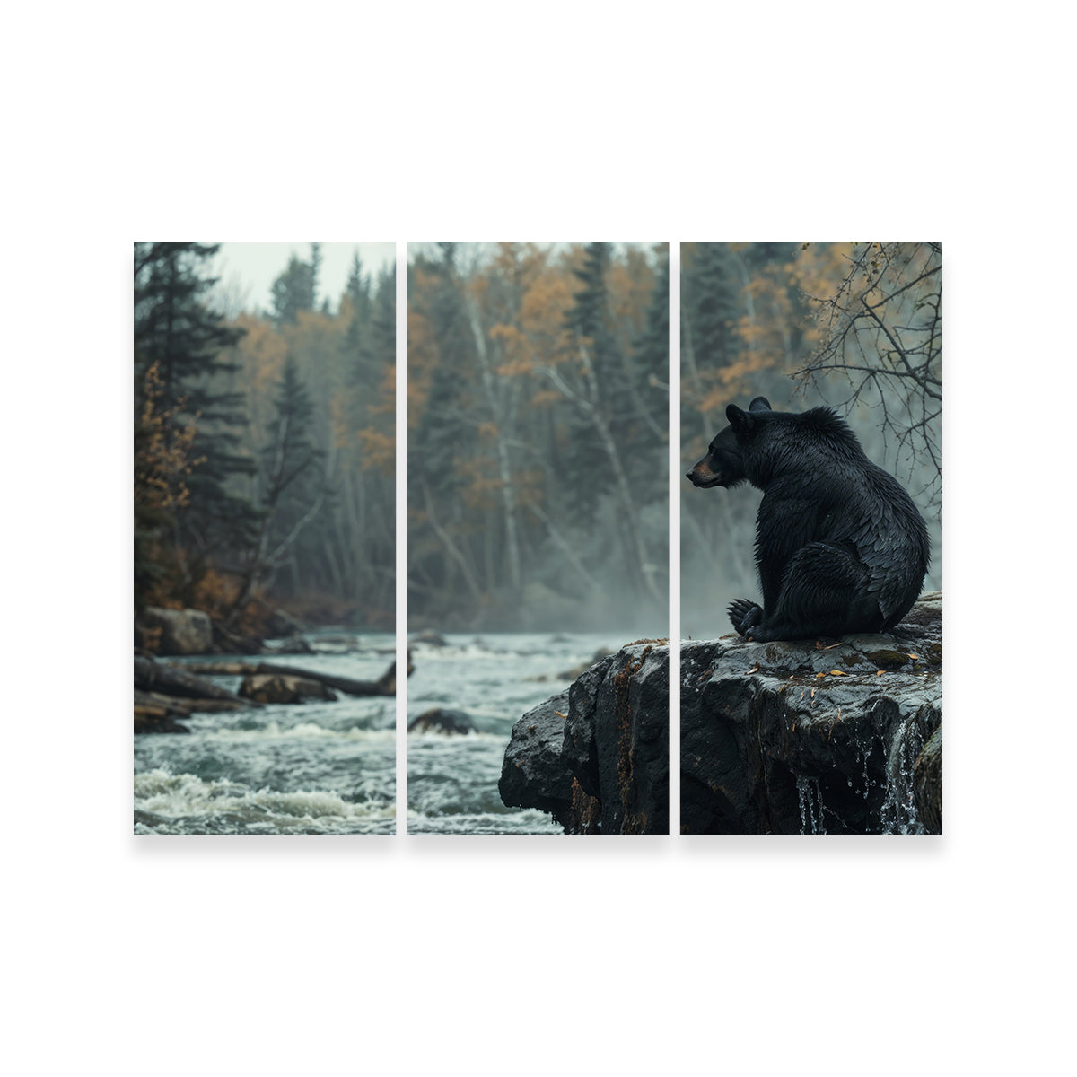 Stunning Black Bear River Wall Art for Home Decor