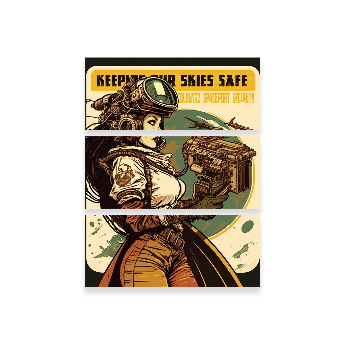 Steampunk Wall Art: Keeping Our Skies Safe - Unique Decor for Your Space
