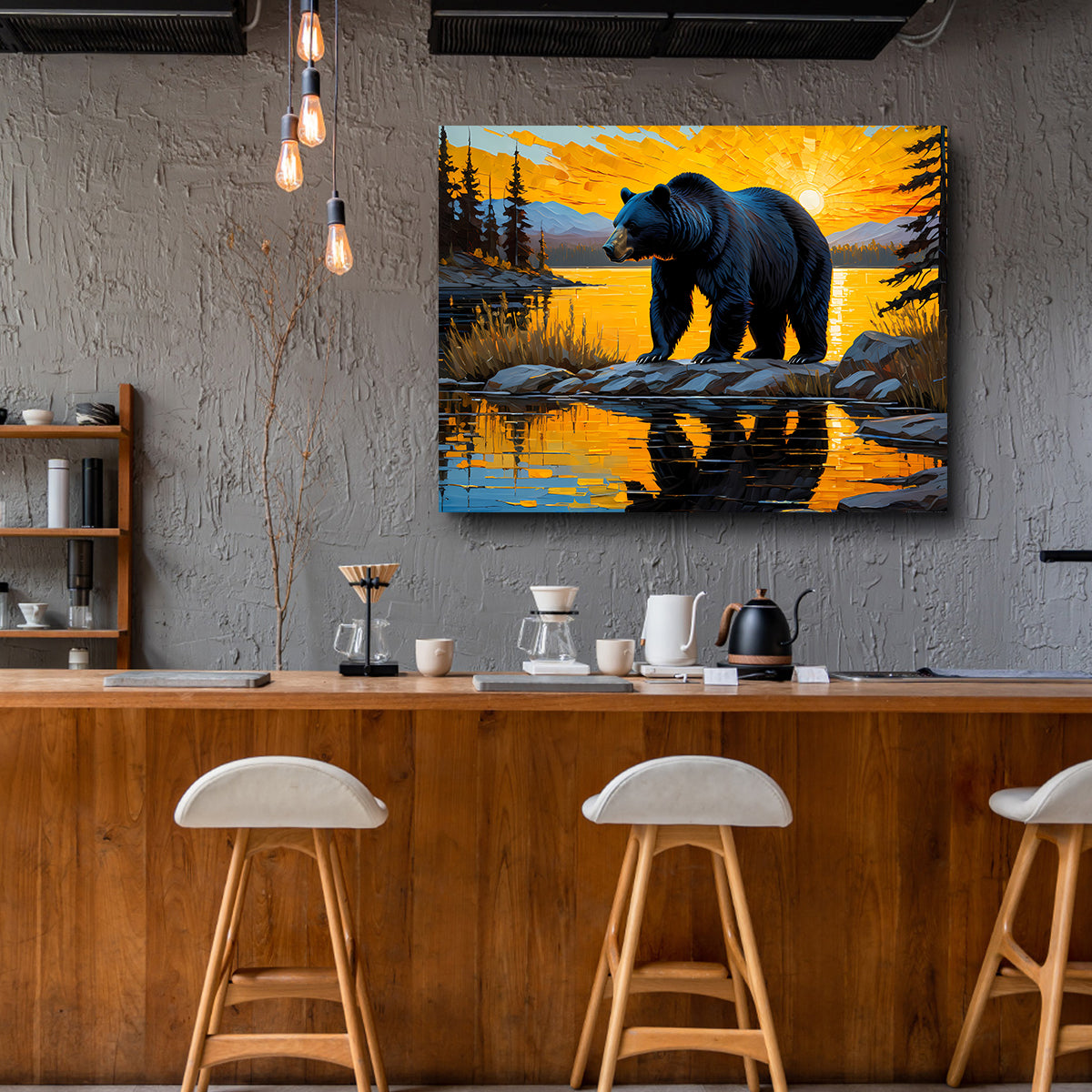 Stunning Black Bear Sunset Wall Art for Home Decor