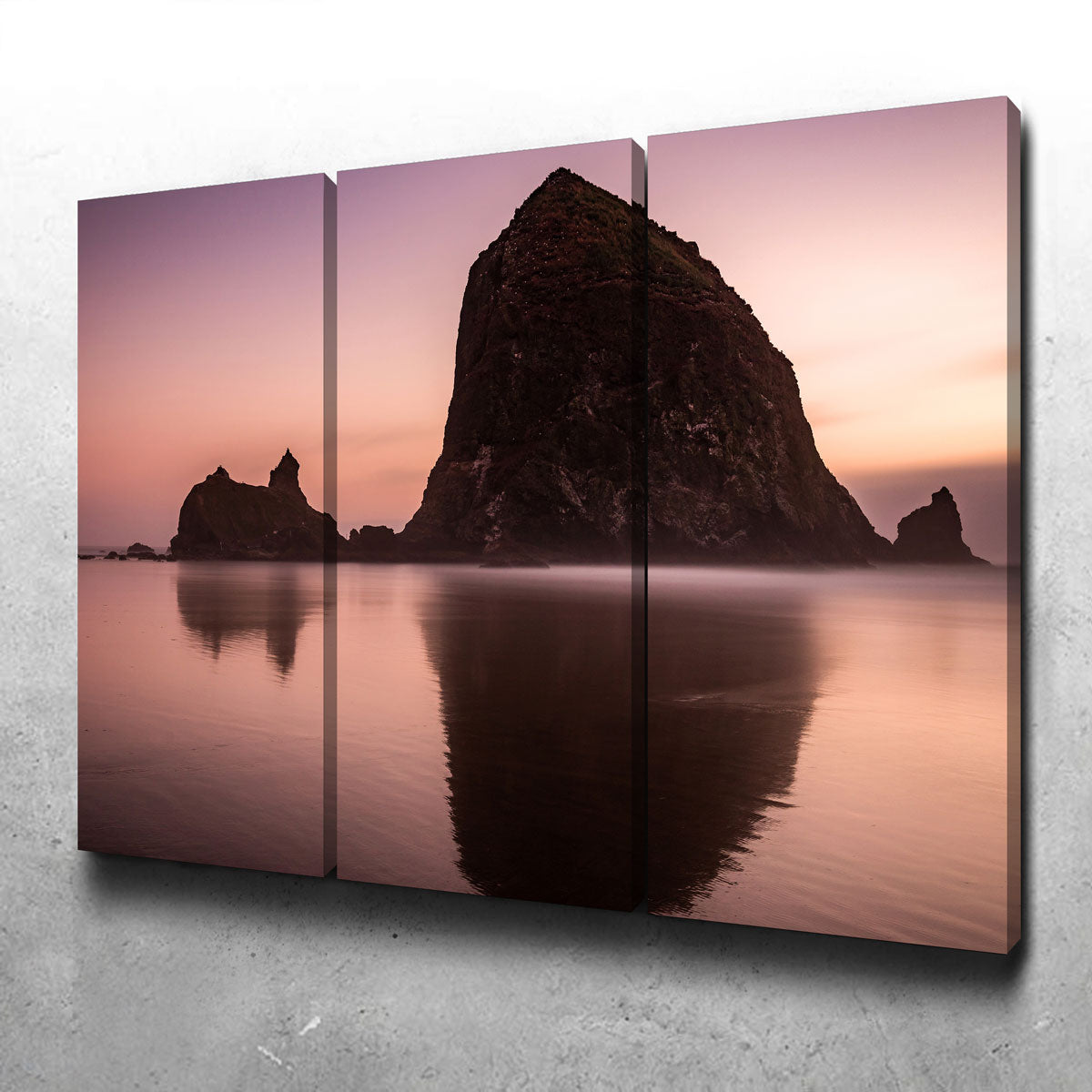 Exquisite Haystack Rock Wall Art - Handmade Canvas with Sustainable Pine Frames