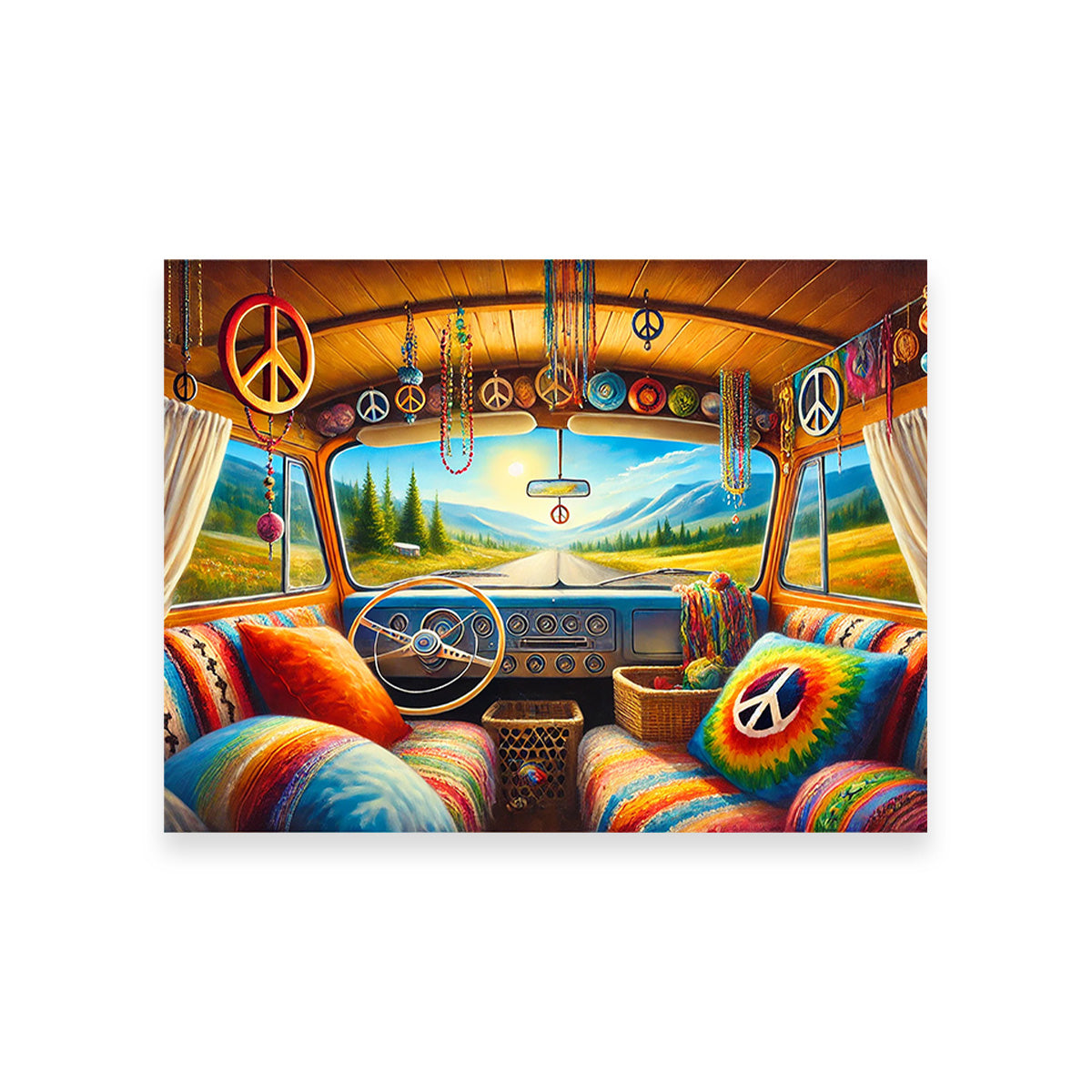 Vibrant Hippie Van Interior Wall Art for Stunning Decor