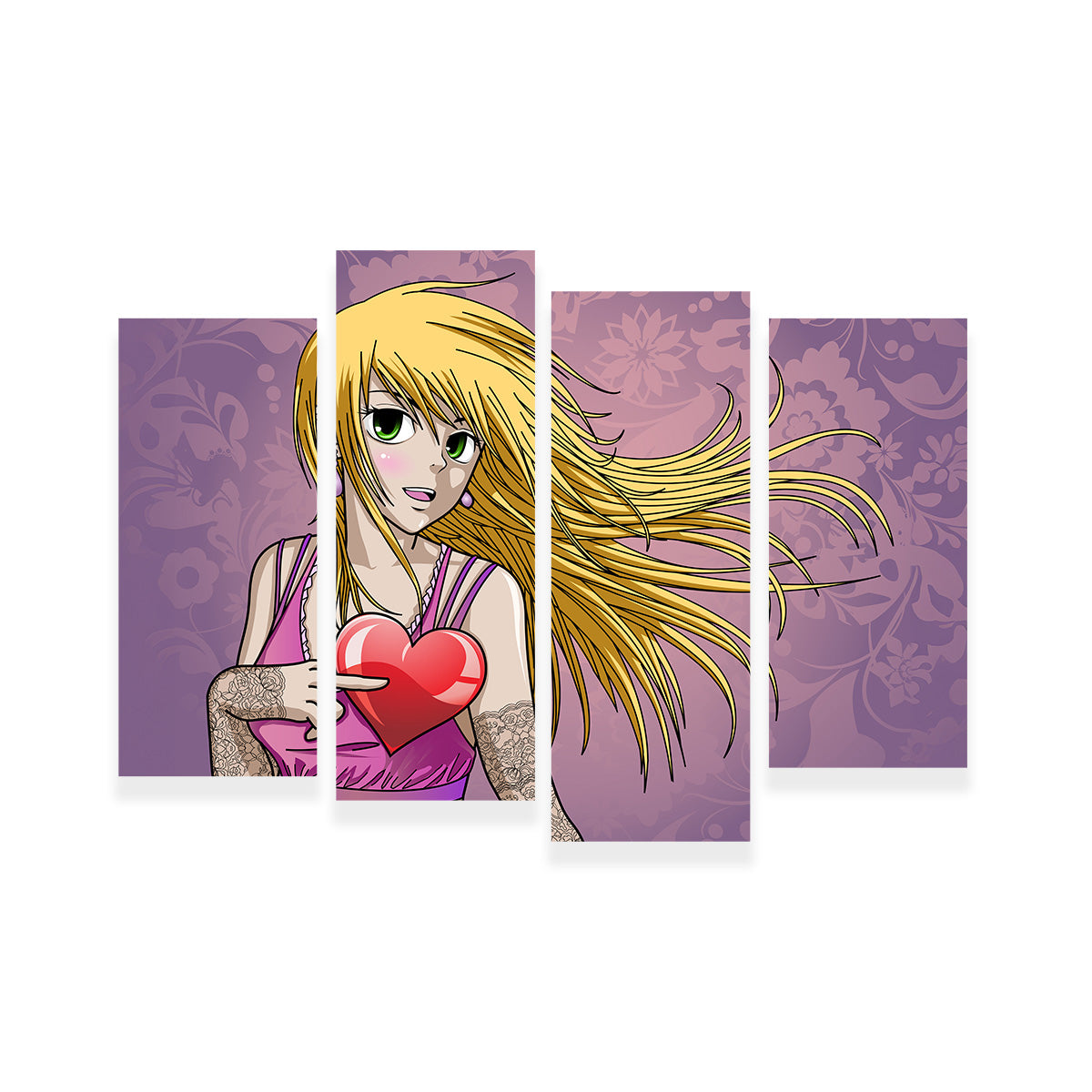 Charming Girl Holding Heart Wall Art