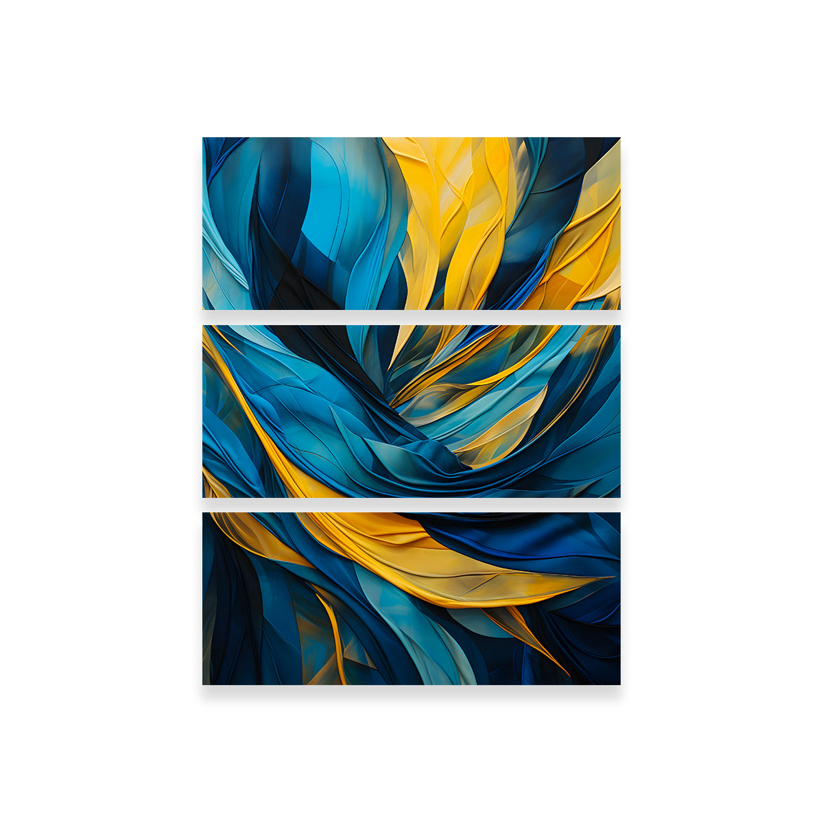 Abstract Blue Gold Feather 1 Wall Art - Museum Quality Canvas Print