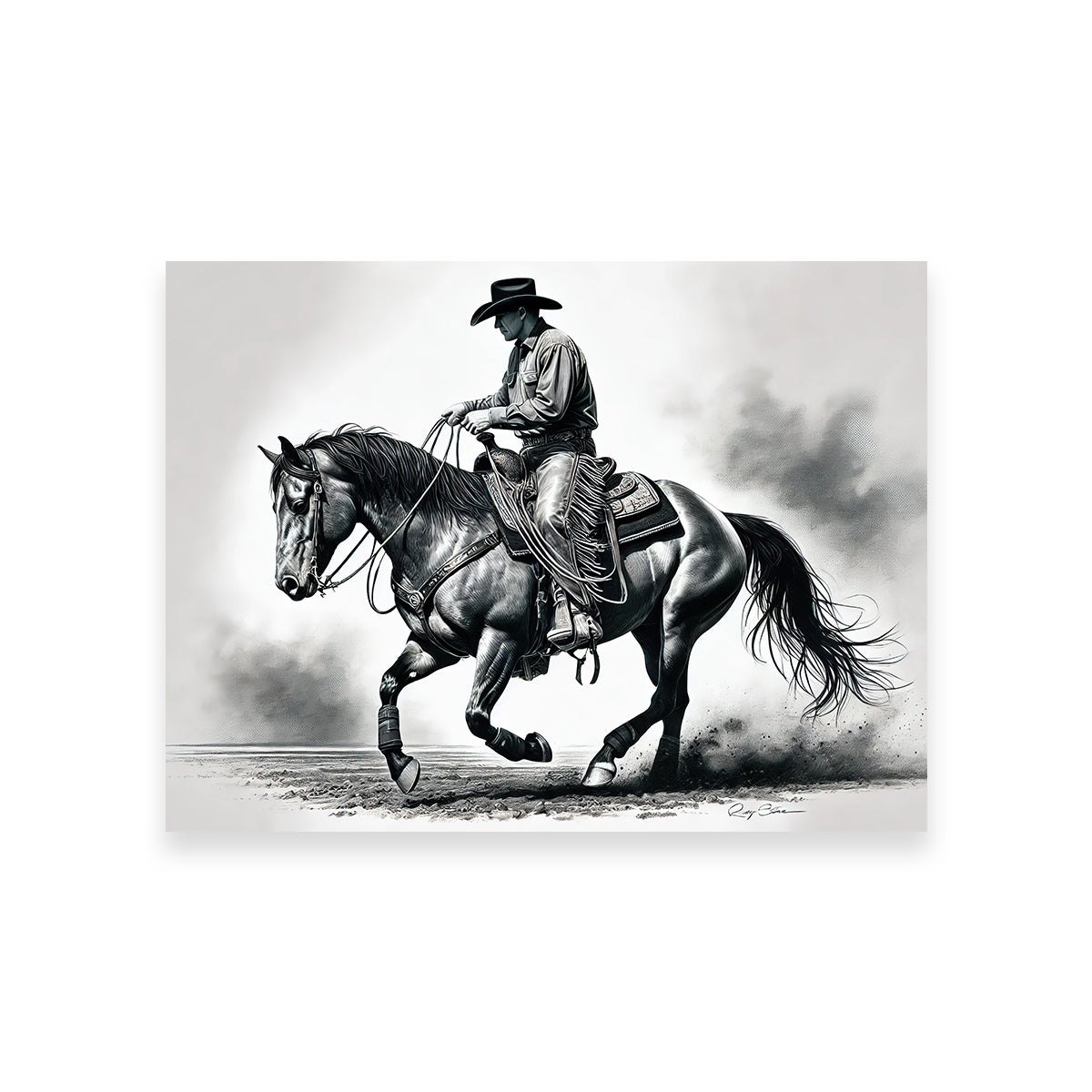 Stunning Grayscale Horse and Cowboy Wall Art for Rustic Decor