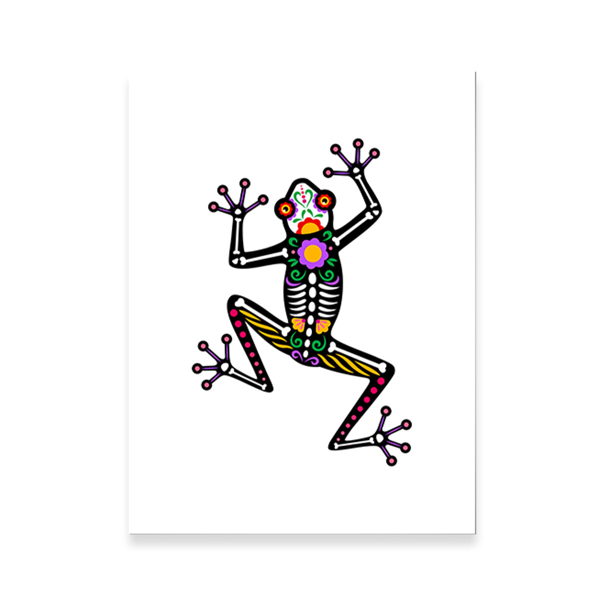 Exquisite Day of the Dead Frog Skeleton Wall Art for Stunning Home Decor