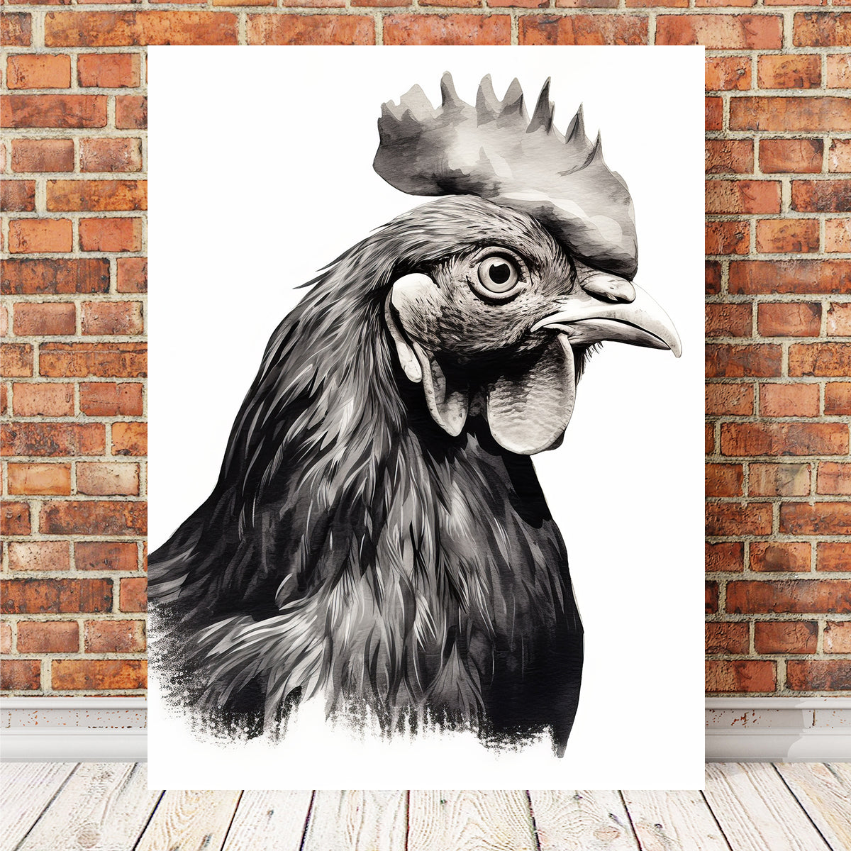 Stunning Rooster Head Grayscale Wall Art for Your Home Decor