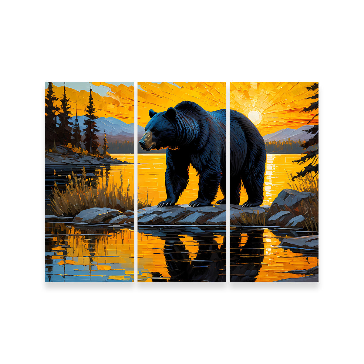 Stunning Black Bear Sunset Wall Art for Home Decor