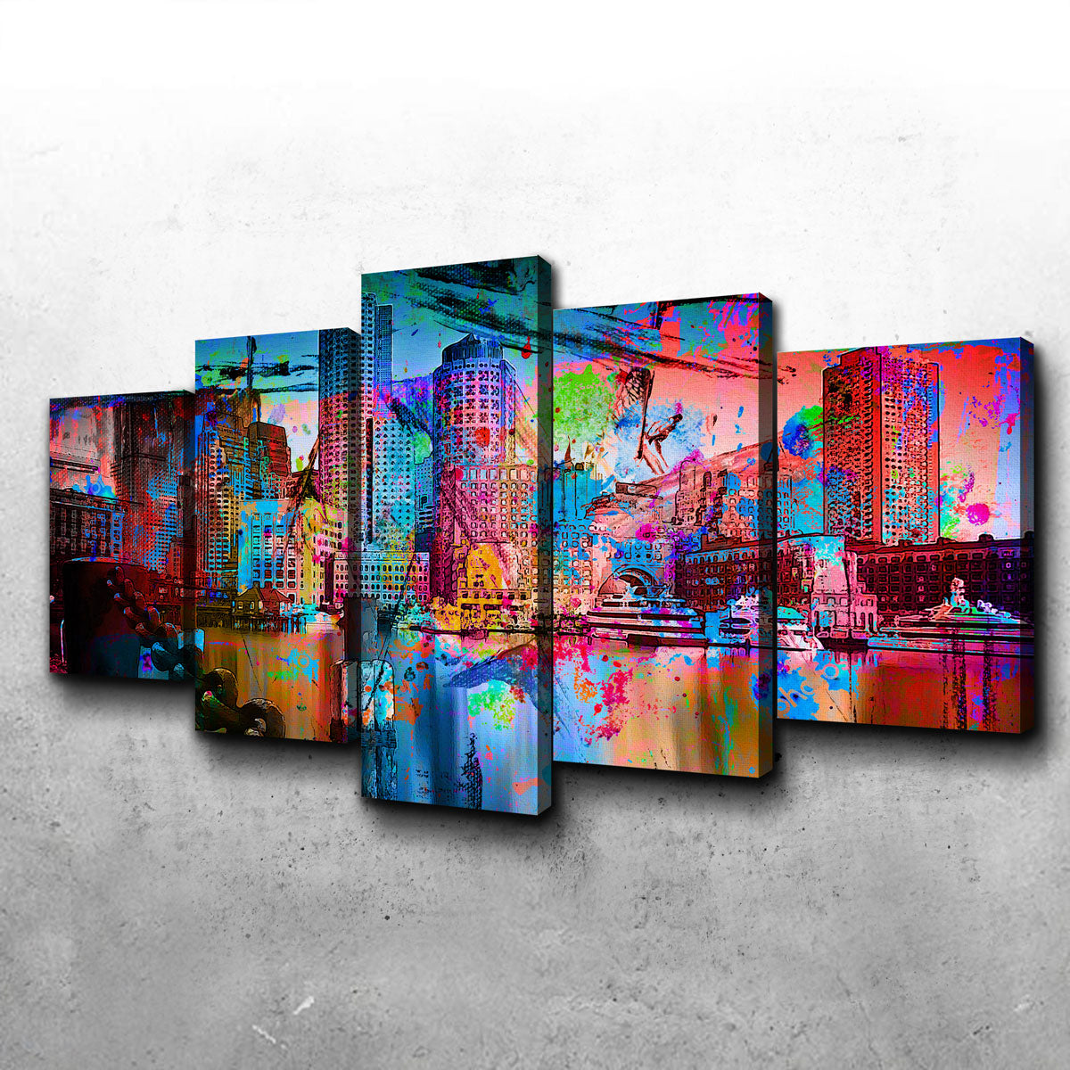 Stunning Abstract Boston Skyline Wall Art for Modern Interiors
