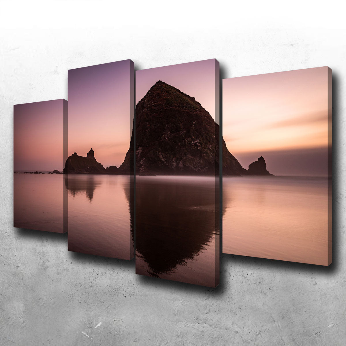 Exquisite Haystack Rock Wall Art - Handmade Canvas with Sustainable Pine Frames