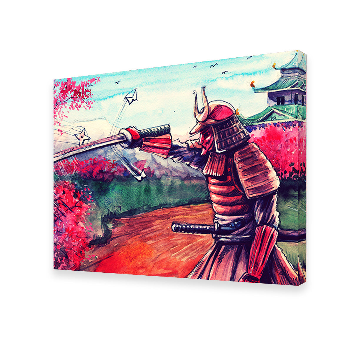 Authentic Japanese Samurai Inspired Watercolor Wall Art for Stunning Home Decor