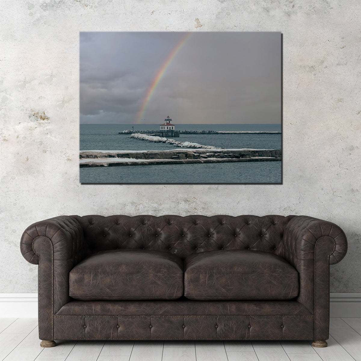 Stunning Lighthouse and Rainbow Wall Art by Dennis Maida
